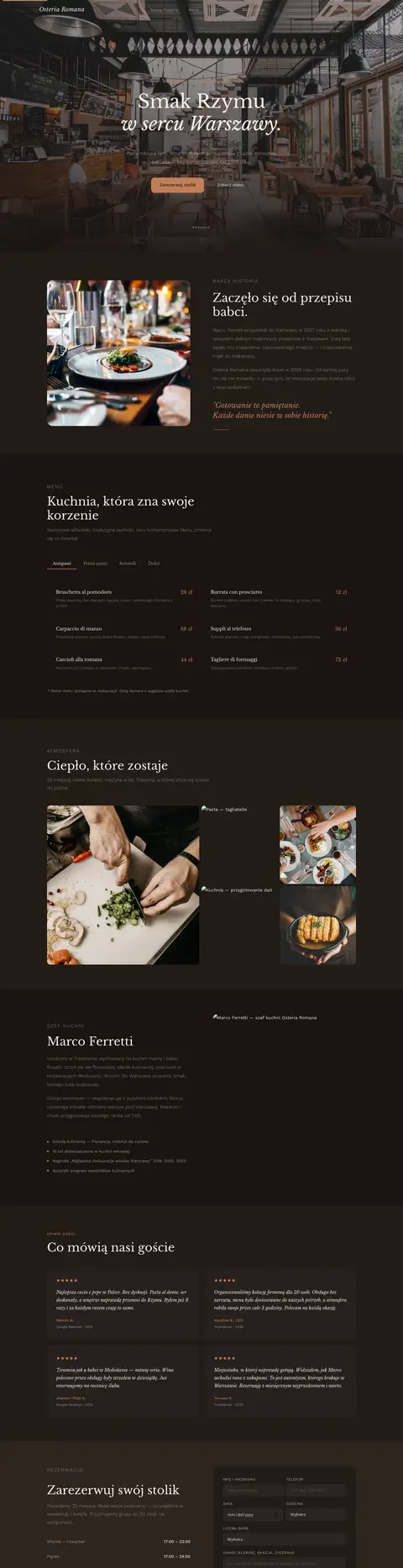 Osteria Romana: Strona włoskiej restauracji: menu, klimat trattorii i rezerwacja stolika.